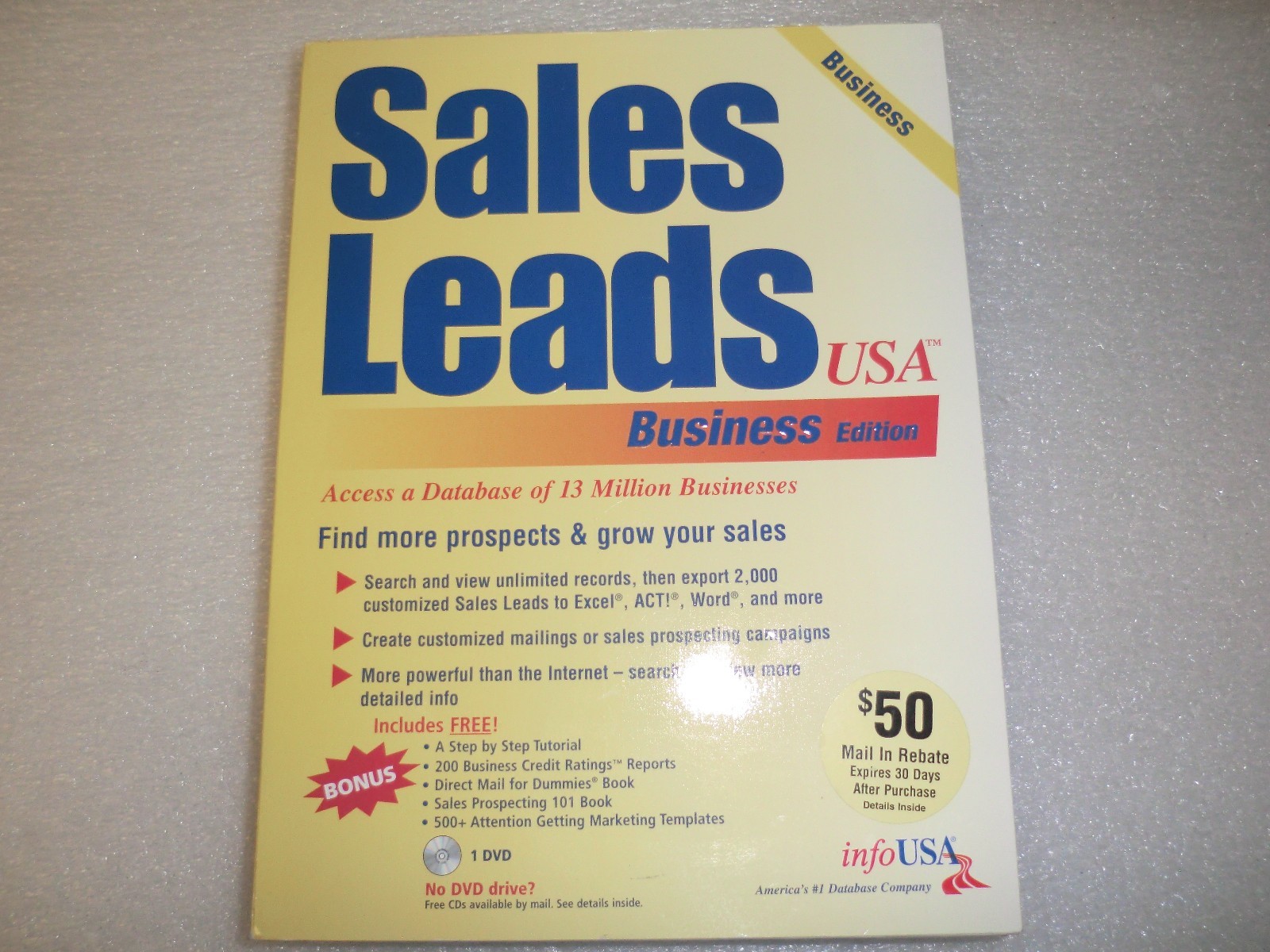 infoUSA Sales Leads Business Edition – Still Sealed in Big Box Retail Package