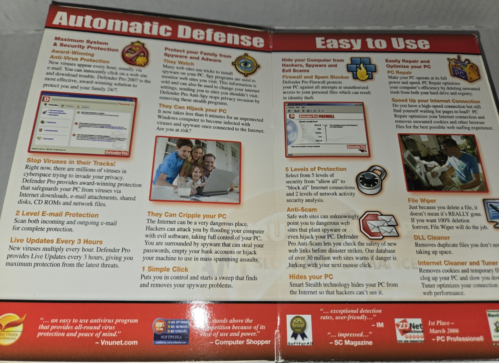 Defender Pro 2007 5-in-1 PC Software For Windows Anti-virus Spy Firewall Repair