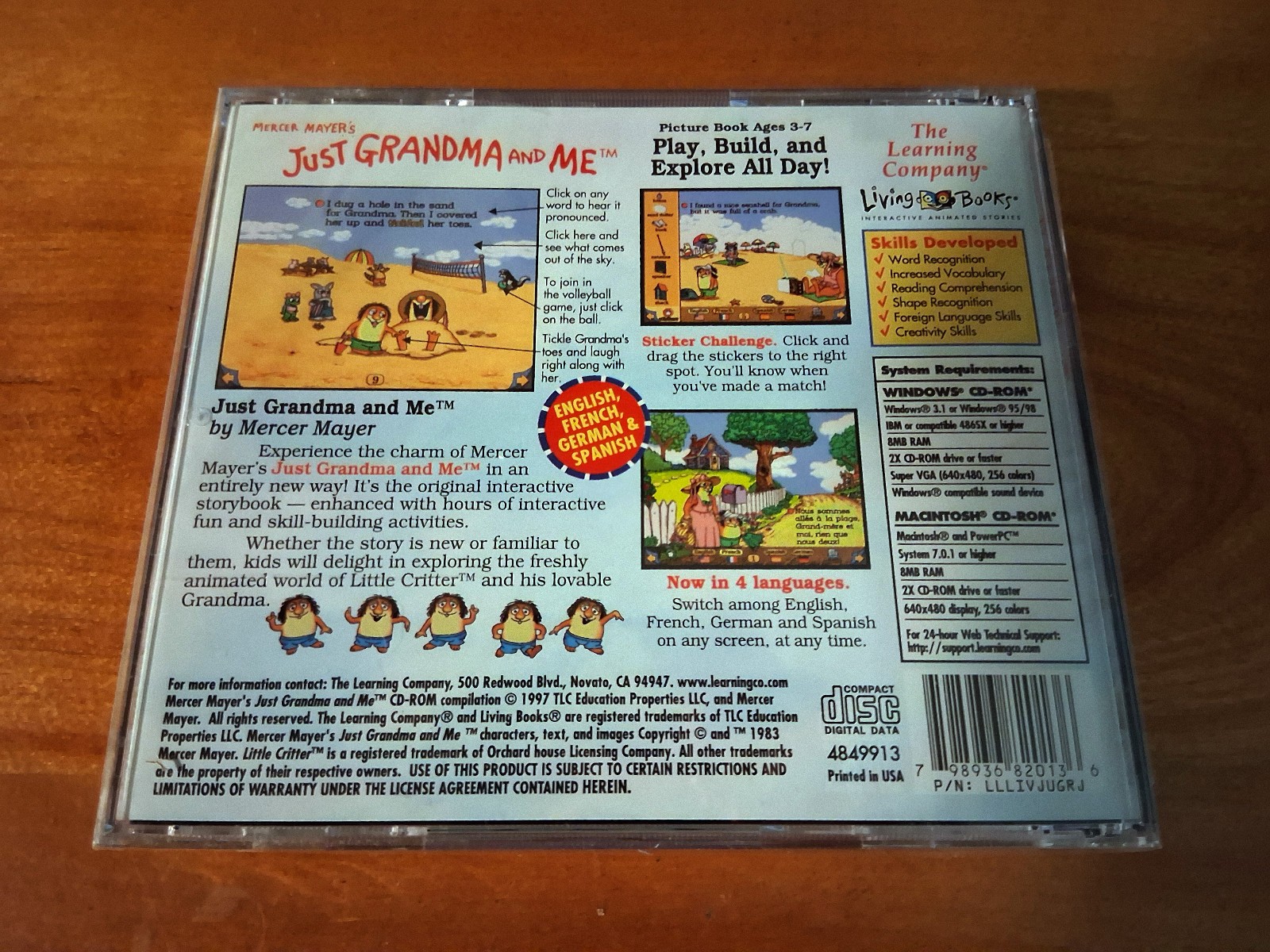 Vintage Mercer Mayer Little Critter JUST GRANDMA & ME Living Books Cd-Rom PC/MAC