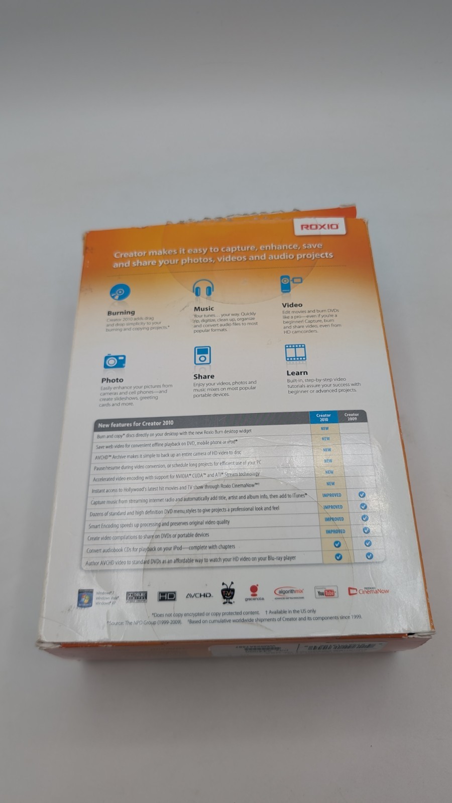 Roxio Creator 2010 w/ Guide PC DVD Video Capture Convert Software