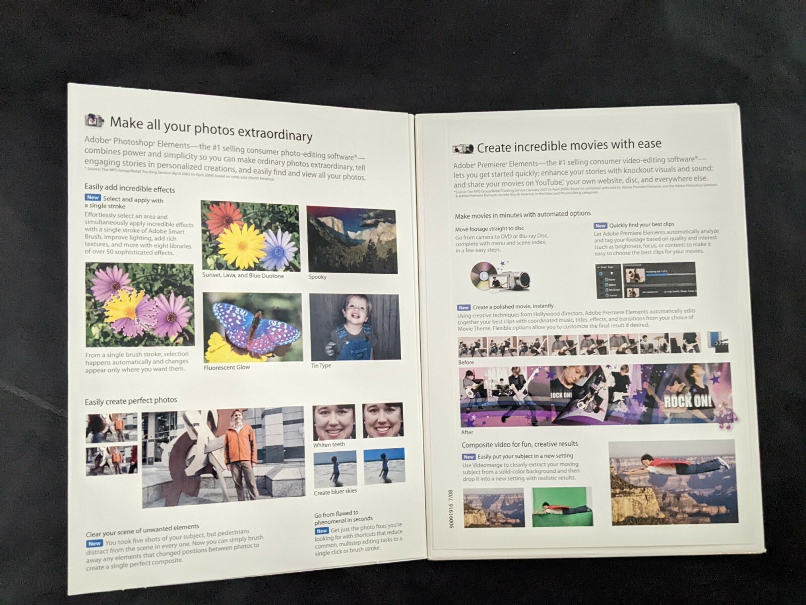 Adobe Photoshop Elements 7 Premiere Complete 2 Disk CD Rom Software NEW