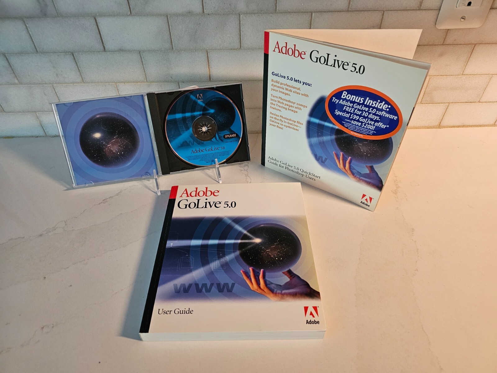 VTG Adobe GoLive 5.0 Software for Mac w/ Serial Numbers, User & Quick Ref Guides