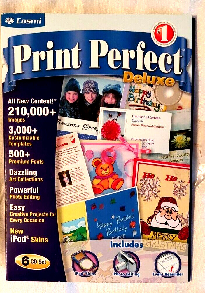 Print Perfect Deluxe 6 CD Set, 2005, Cosmi Clip Art used