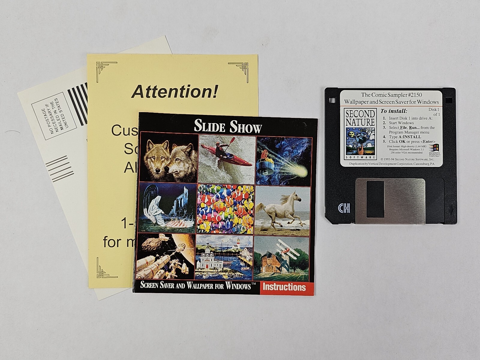 Comic Sampler Screen Saver & Wallpaper for Windows 3.5 Floppy Disk B. C. Shoe