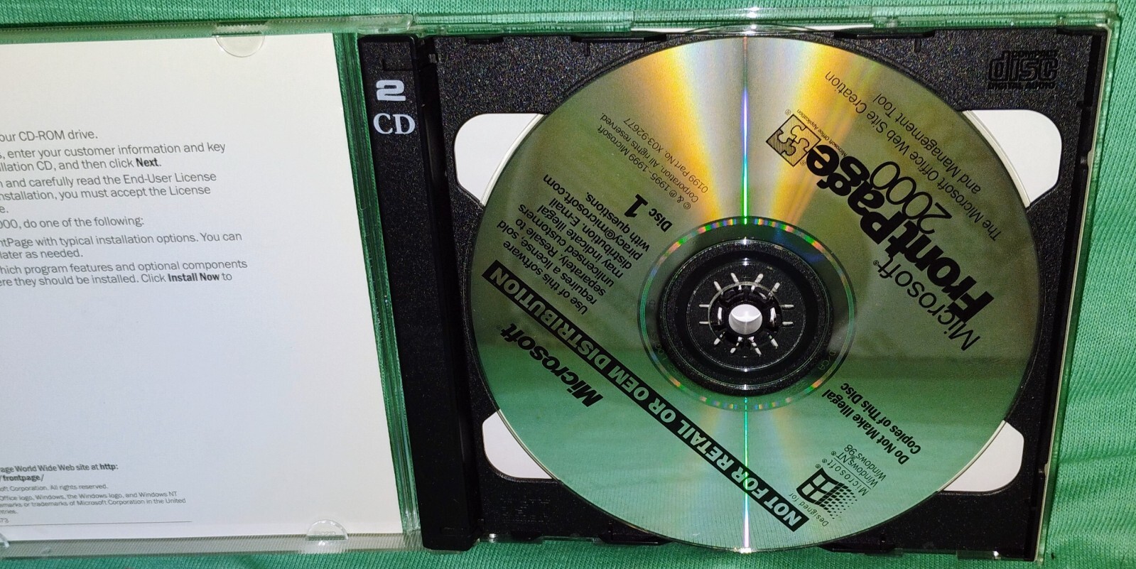 Microsoft Frontpage 2000 – Not for Retail Version Vintage Software for Windows