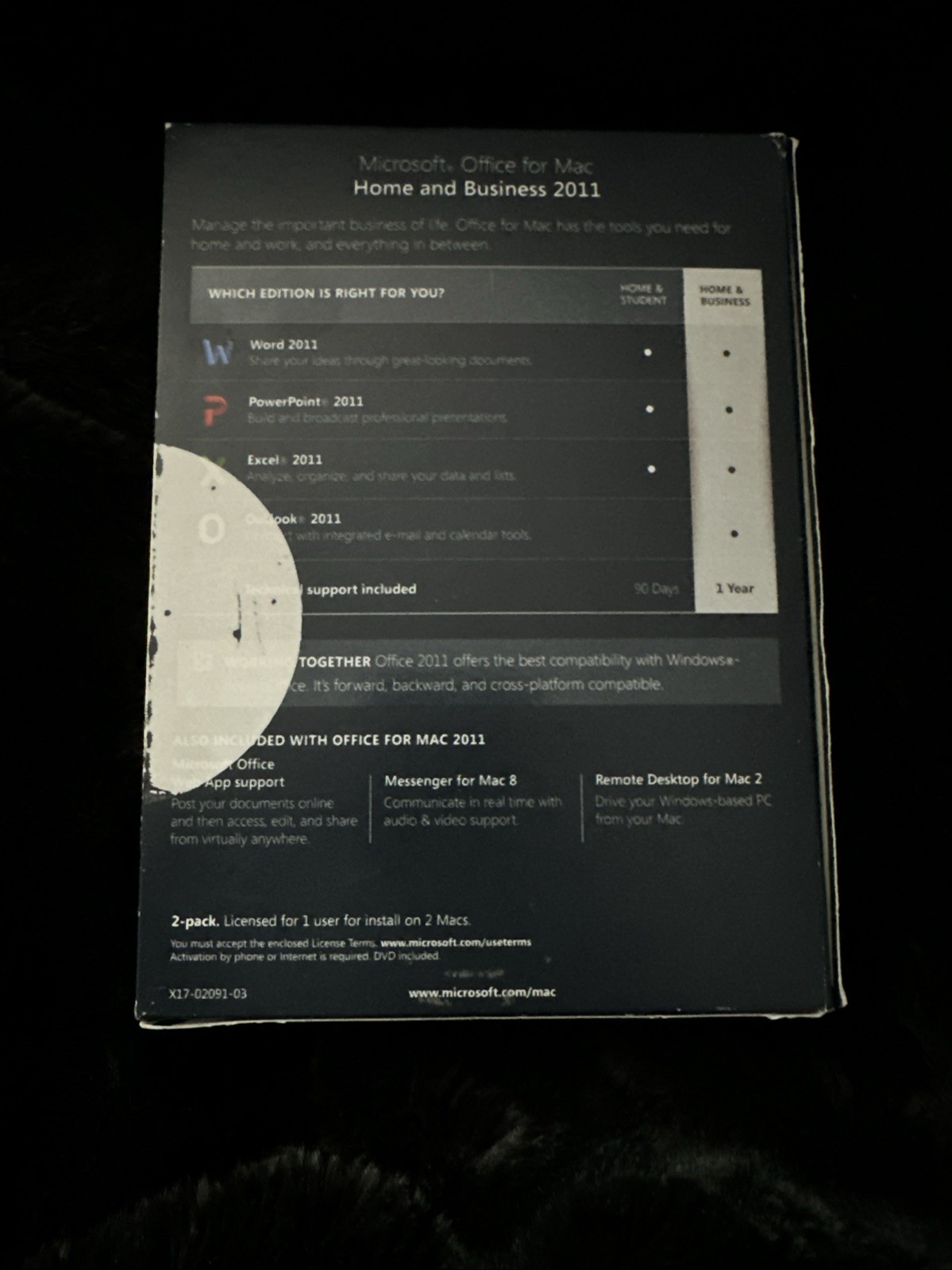MS Microsoft Office MAC 2011 Home And Business With Key 1 User 2 Macs