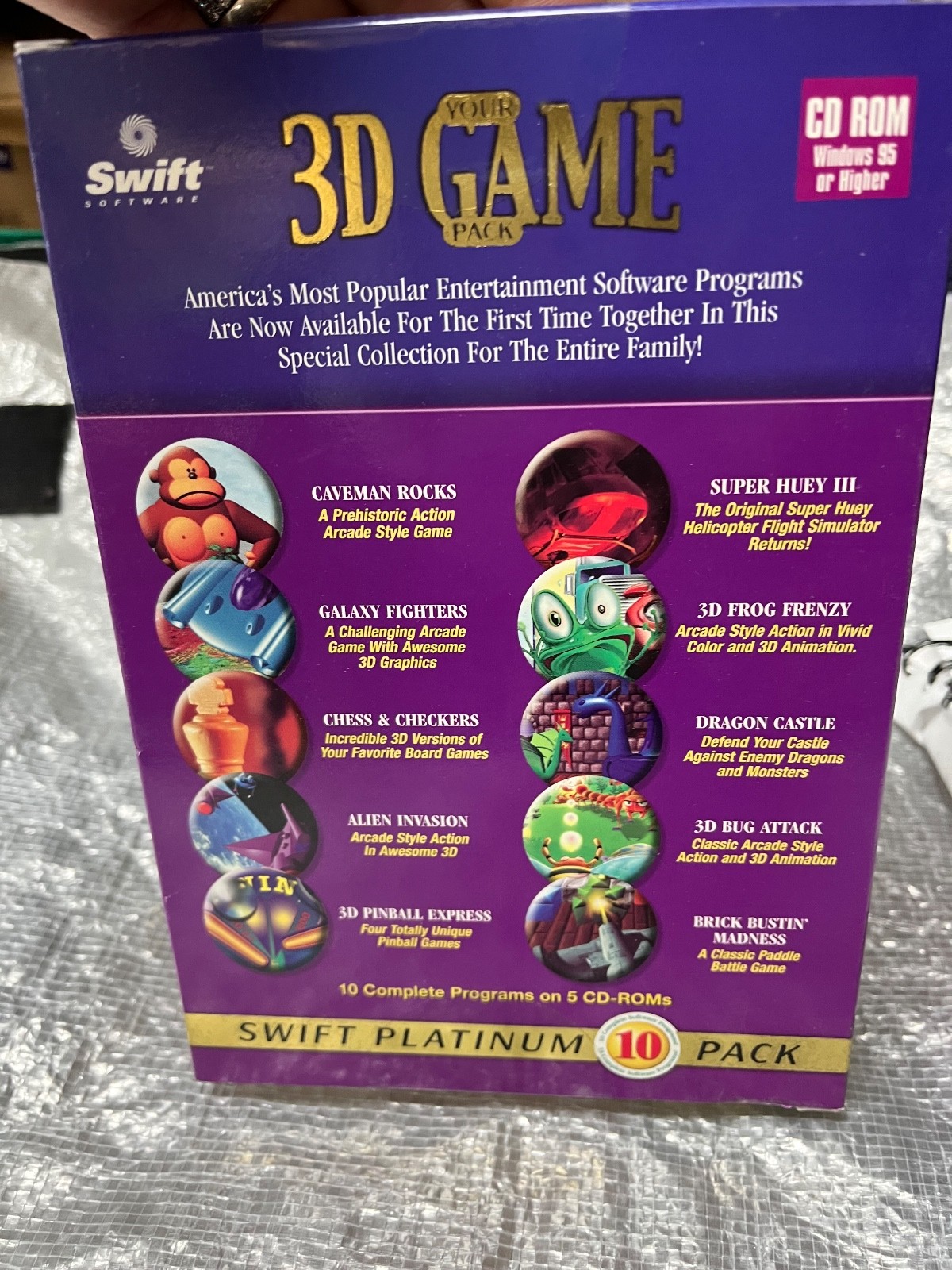 Vintage 2001 3D Game 10 pk for Windows PC CD-ROM 10 pk Collection by Cosmi