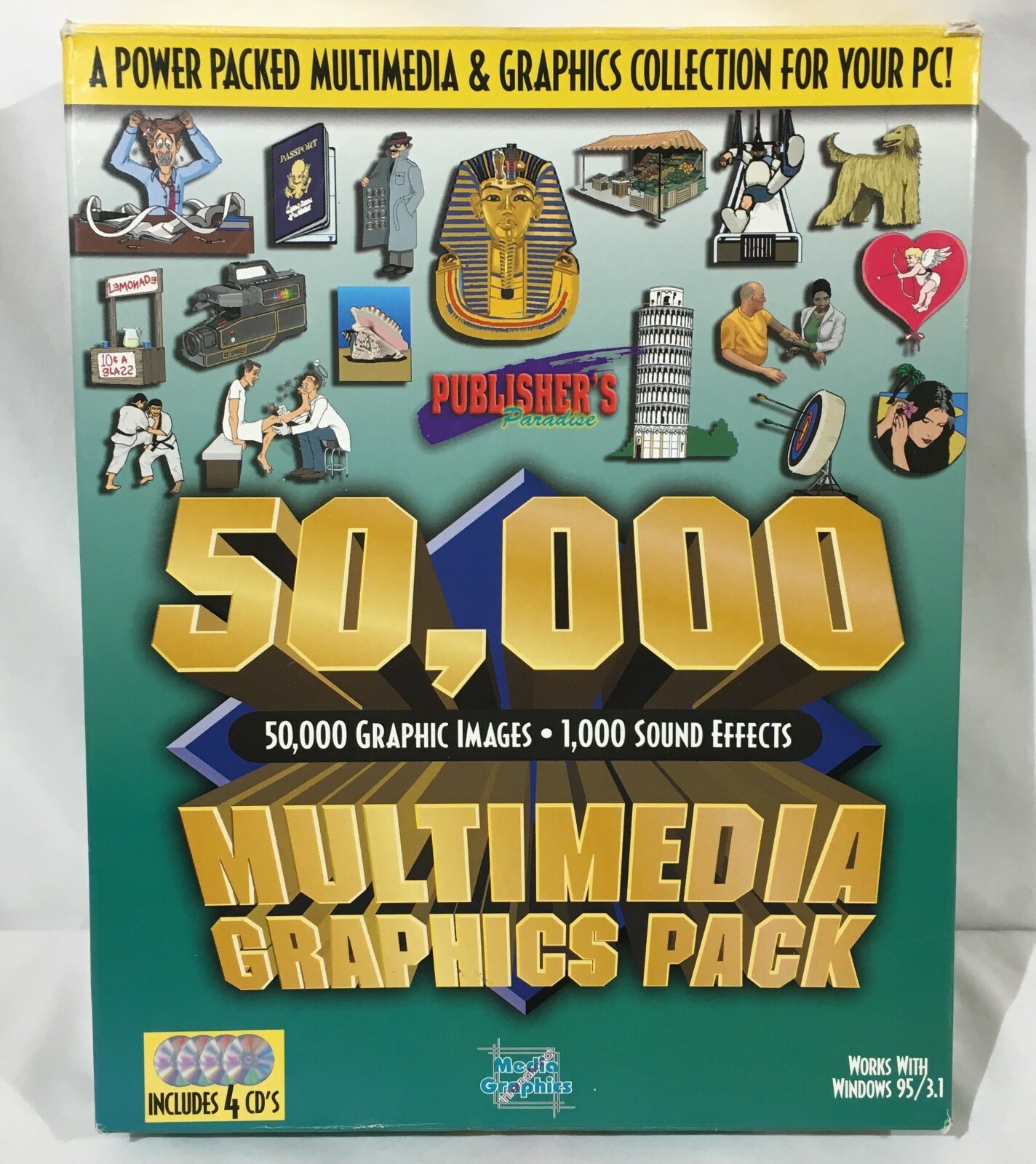 Publisher’s Paradise 50,000 Multimedia Graphics Pack Windows 3.1 95 Software