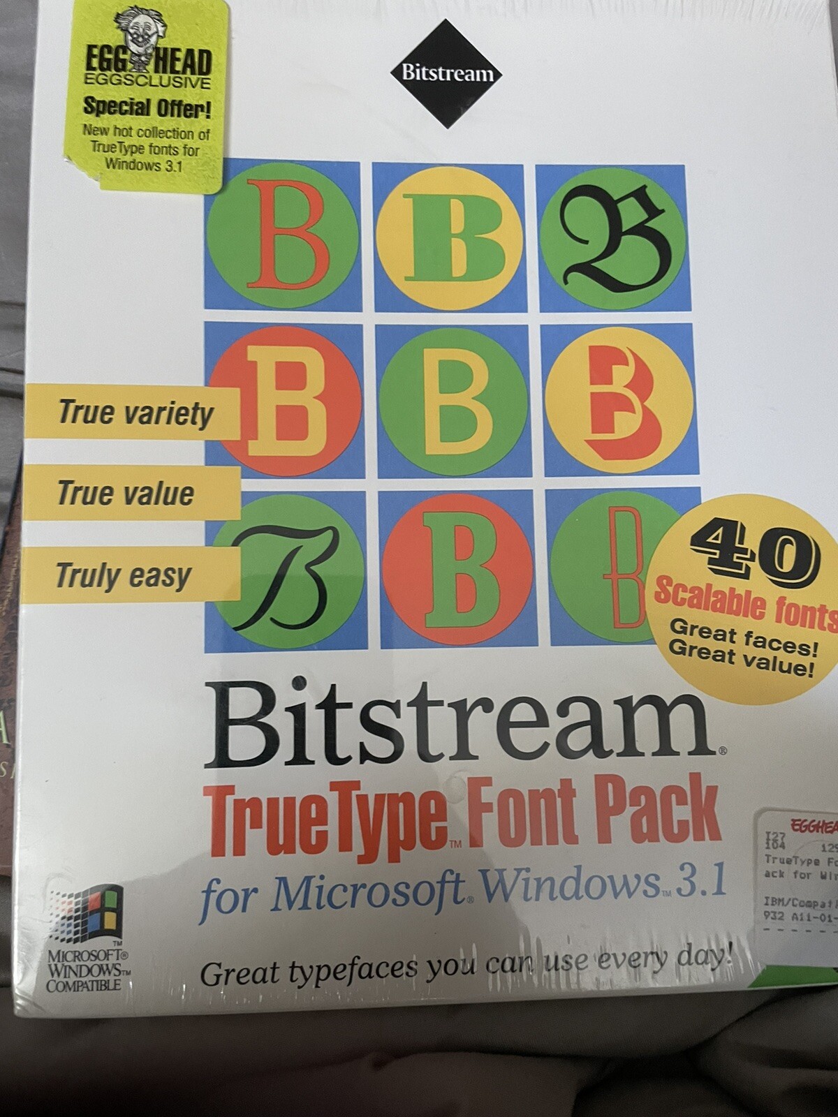 Windows Bitstream True Type Font Pack Microsoft windows 3.1 Software 1992 NIB
