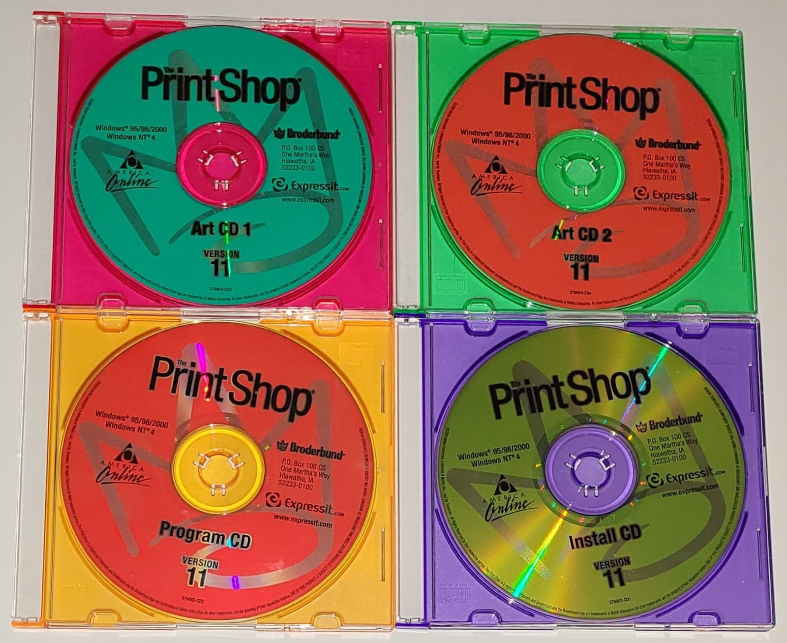 Broderbund PrintShop Version 11, 4 CDs for Windows 95/98/2000/NT4 graphics photo