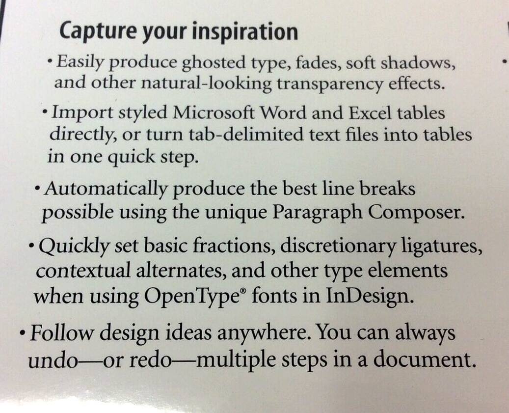 ADOBE InDesign 2.0 Sealed Box Set for MAC with Serial Numbers/Stickers etc.