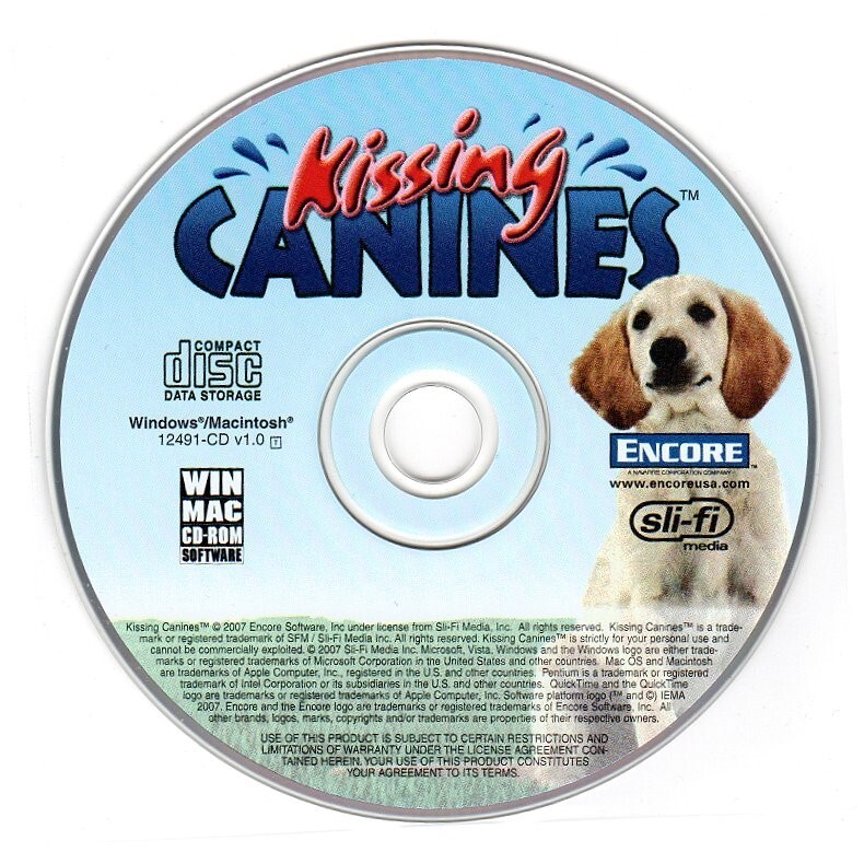 Kissing CANINES Screen Savers w/BONUS! (CD, 2007) PC & MAC – NEW CD in SLEEVE