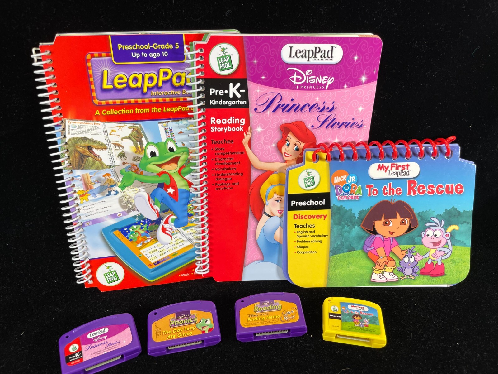 LeapFrog LeapPad Disney Princess cartridges Preschool Grade 5 Kinder Nemo Dora