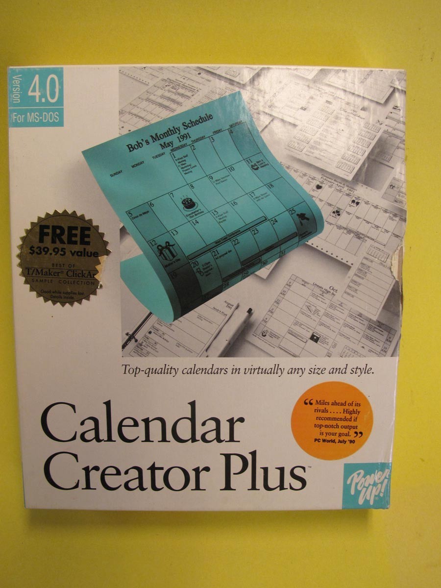 Vintage Calendar Creator Plus Version 4.0 for MS-DOS 5.25 disks & 3.5 disk