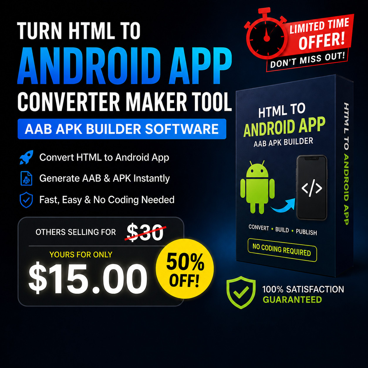 Turn HTML to Android App Converter Maker Tool – AAB APK Builder Software