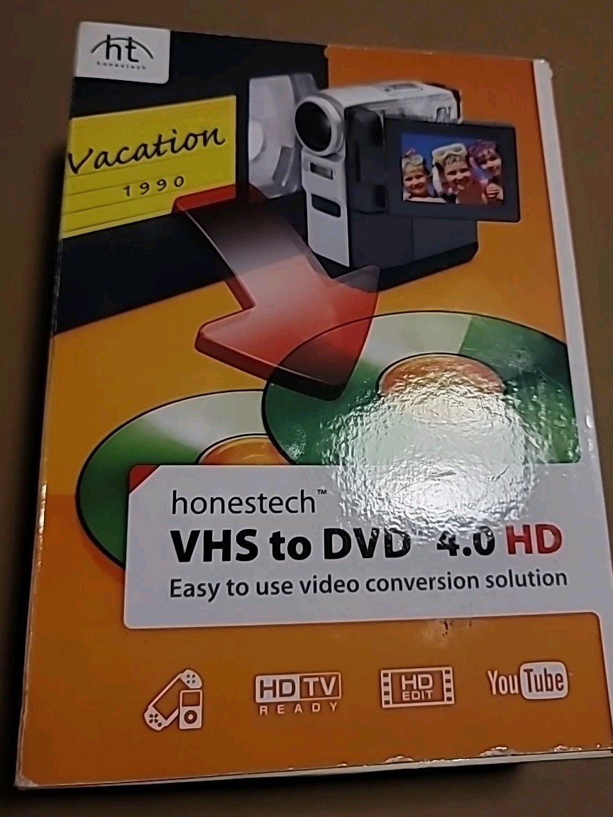 Honestech VHS to DVD 4.0 HD Video Converter USB 2.0 Software and Cable Set – New