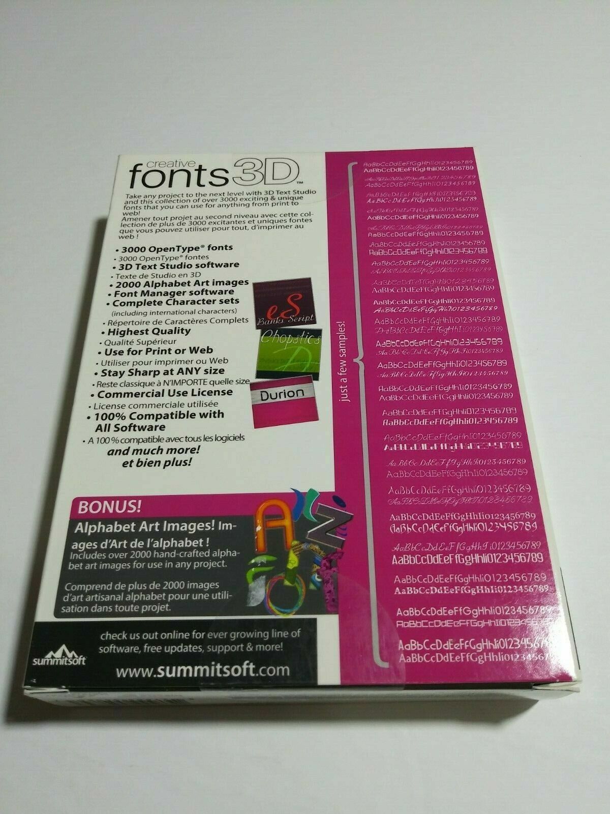 Summitsoft Creative Fonts 3D 3000+ OpenType Fonts New Sealed Bilingual
