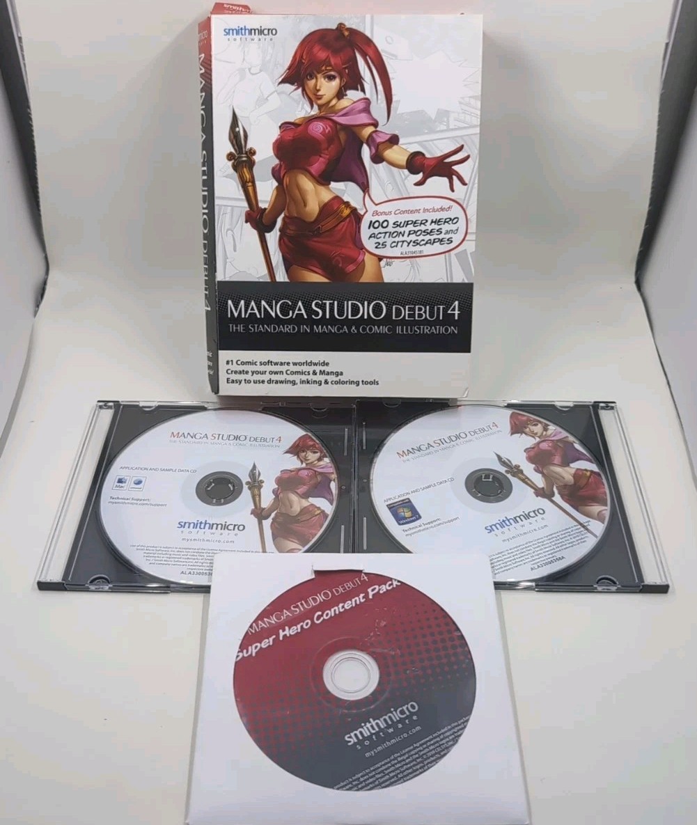 Manga Studio Debut 4 + Super Hero Pack Add-on COMPLETE PC & Mac Animator