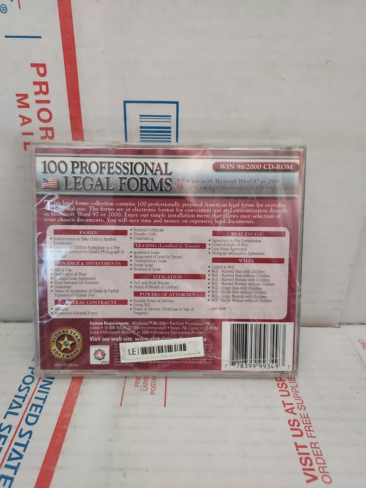 BRAND NEW 100 Professional Legal Forms For Personal Use” (PC, 2000) – #171