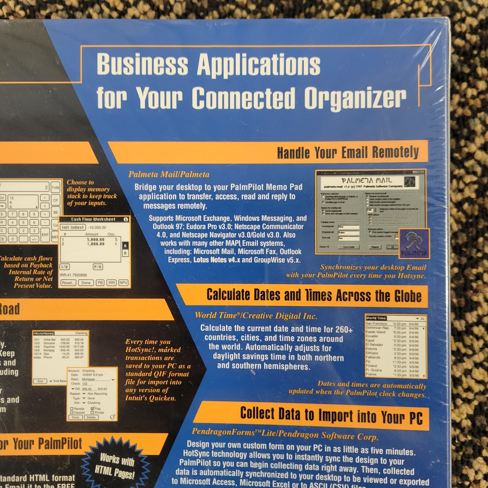Vintage 1997 NEW SEALED Business Plus Pack for PalmPilot by McMillian Software