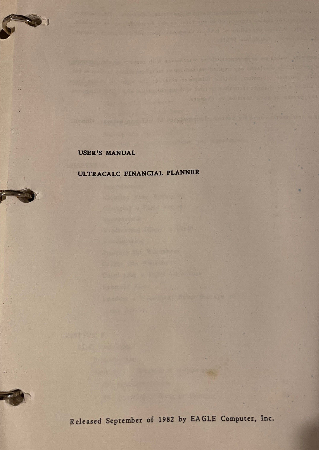 EAGLE COMPUTER HARD DISK USERS MANUAL COLLECTIBLE VINTAGE VERY RARE 1982 HISTORY