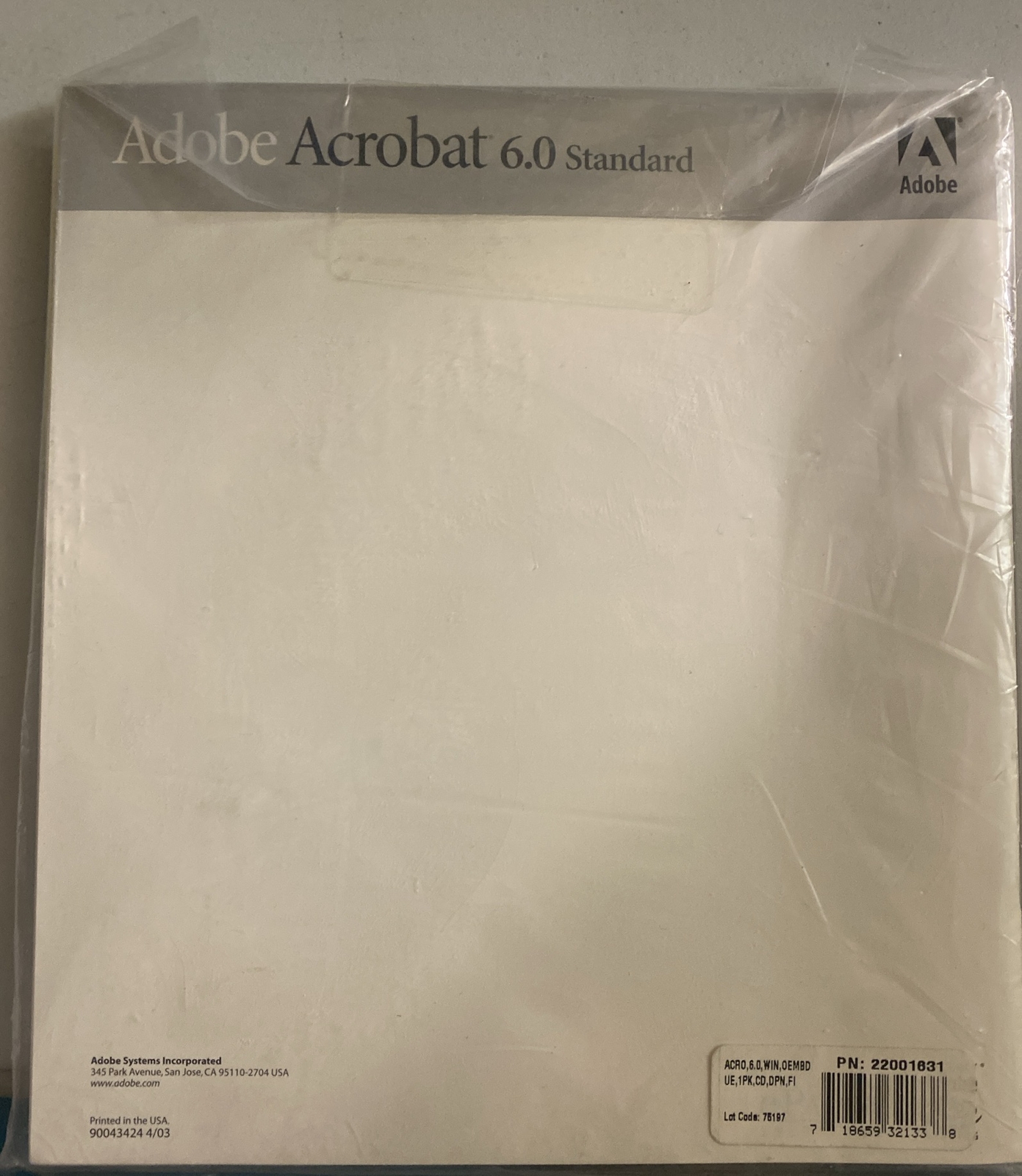 NIP Sealed Adobe Acrobat 6.0 Standard for Windows PC with serial number
