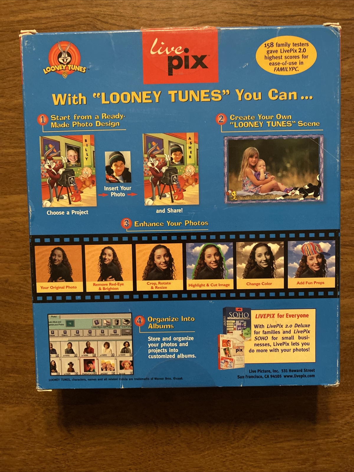 Vtg Looney Tunes Photo Print Studio 1998 PC Computer Software Warner Bros VG B15
