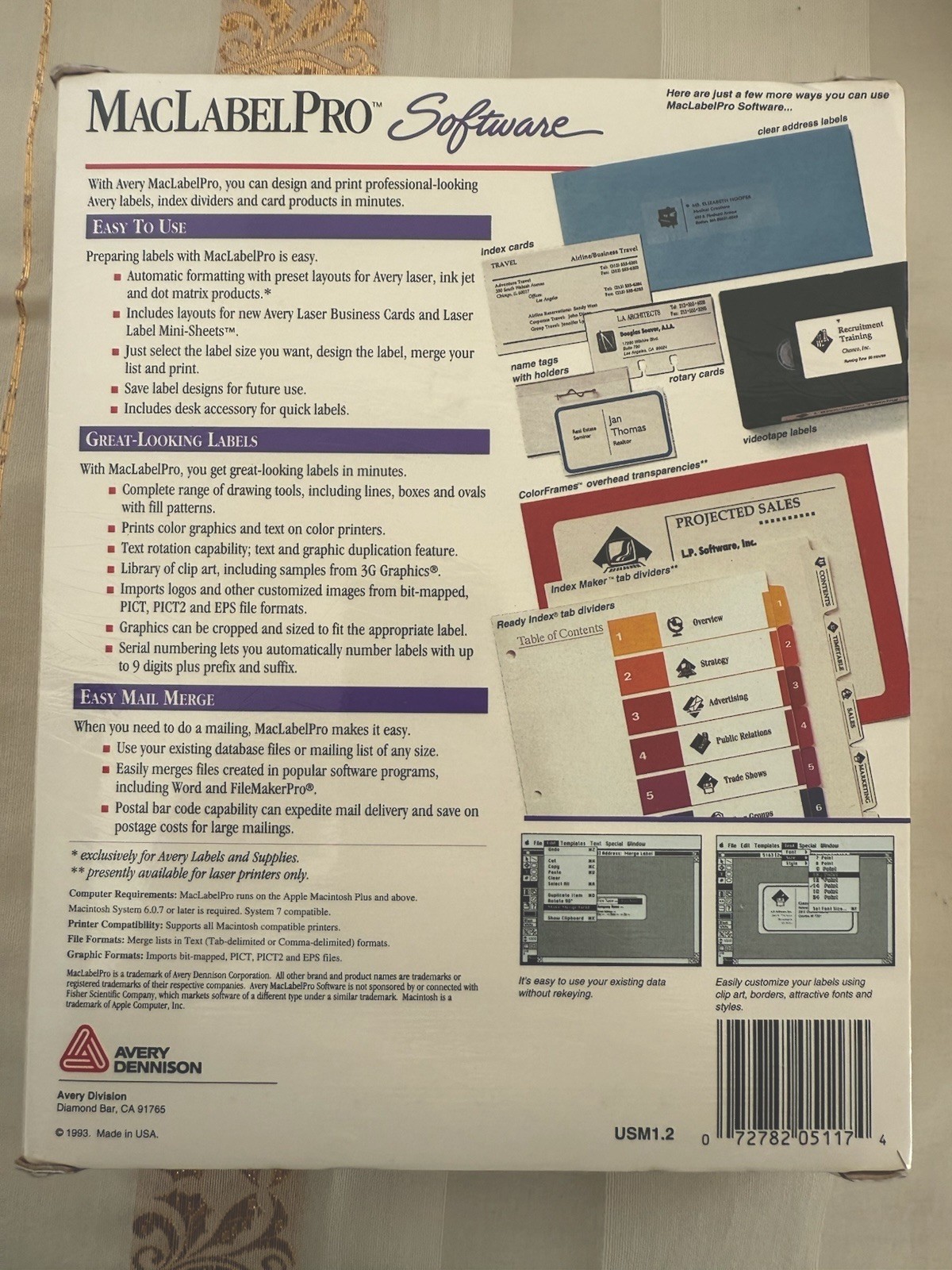 Avery Software MacLabelPro 5117 for Macintosh 3.5 Discs New in Box 1993