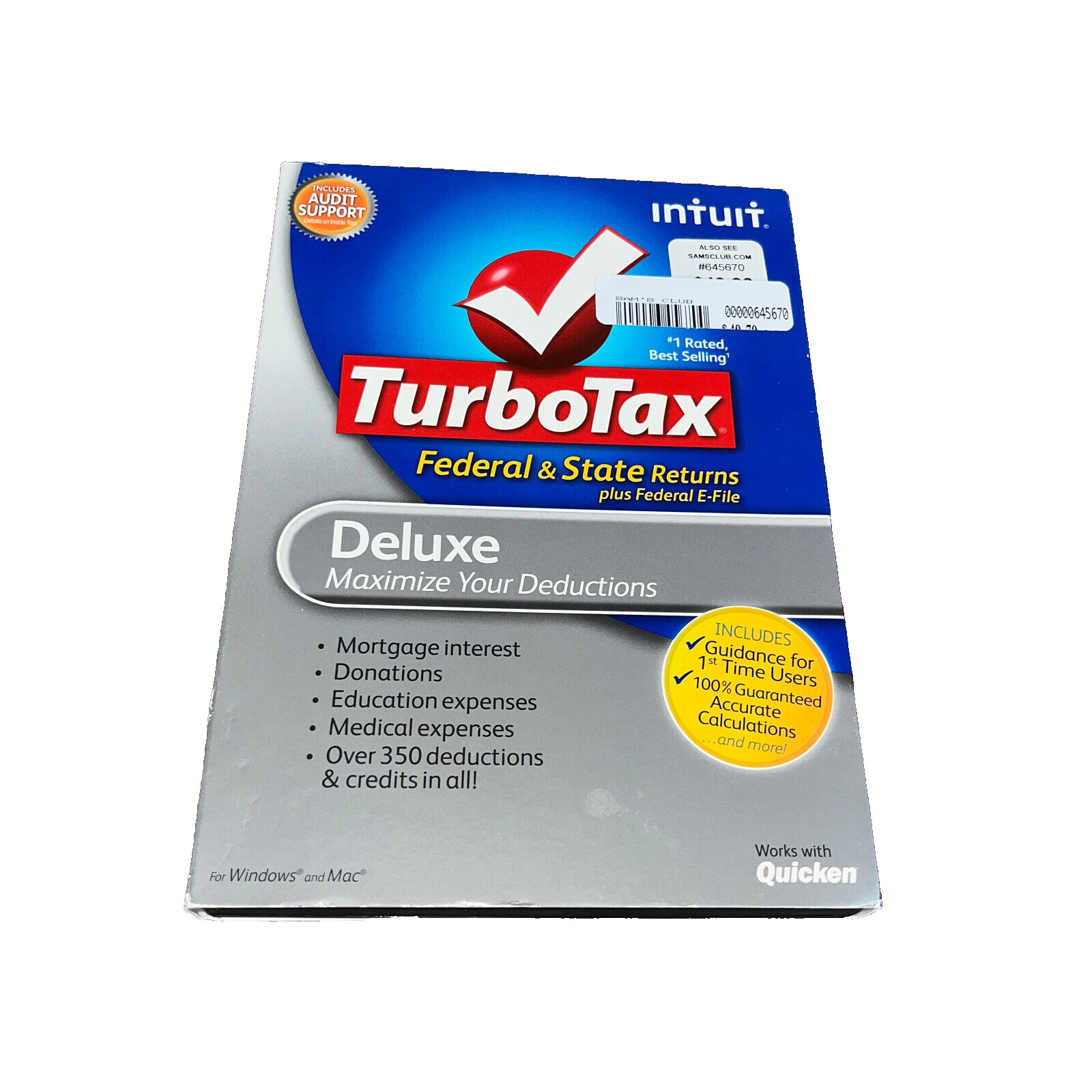 2011 TurboTax Deluxe Federal State CD For Windows Mac Pre-owned Intuit