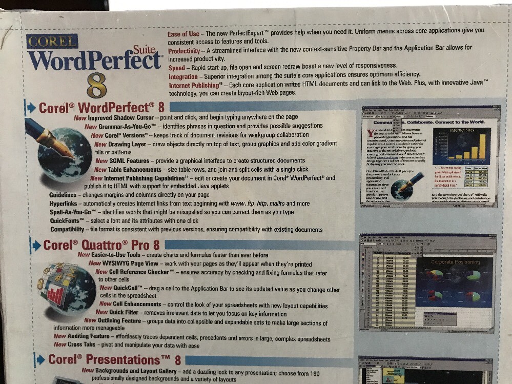 Corel WordPerfect Suite 8 New Box / Factory sealed – upgrade