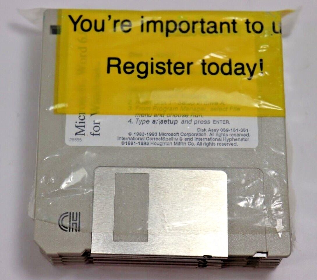 Microsoft OFFICE WORD 1993 BIG BOX Set Disks No.53438 VTG Computer Software (G1)