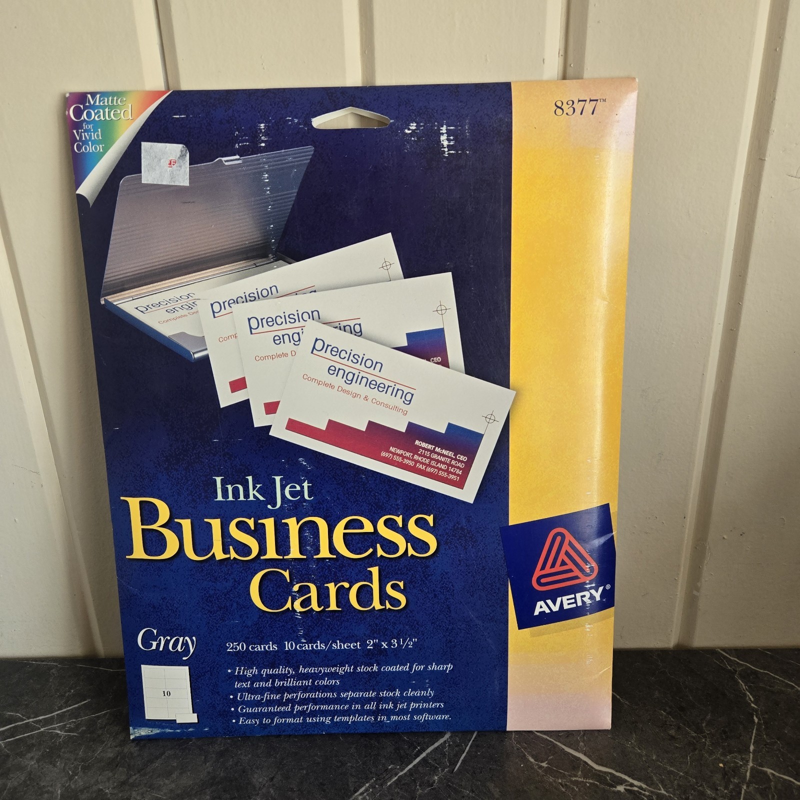 Avery 8377 Inkjet Business Cards Matte Gray 250 cards 2” x 3 1/2” NEW
