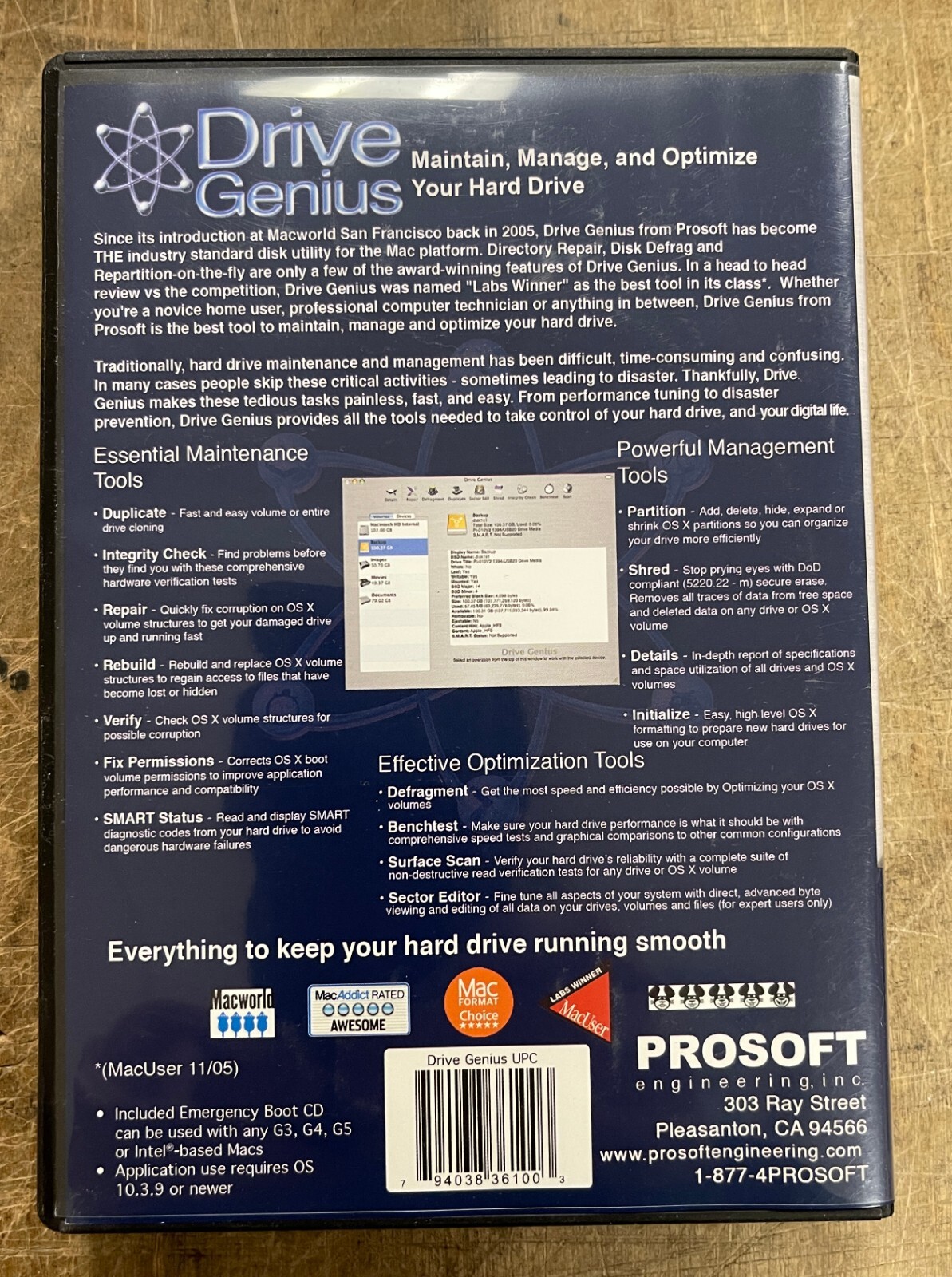 PROSOFT Drive Genius for Mac Maintain, Manage and Optimize Your Hard Drive