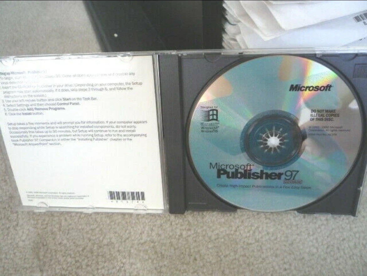 Vintage Microsoft Publisher 97 CD Deluxe Big Box with CD Key