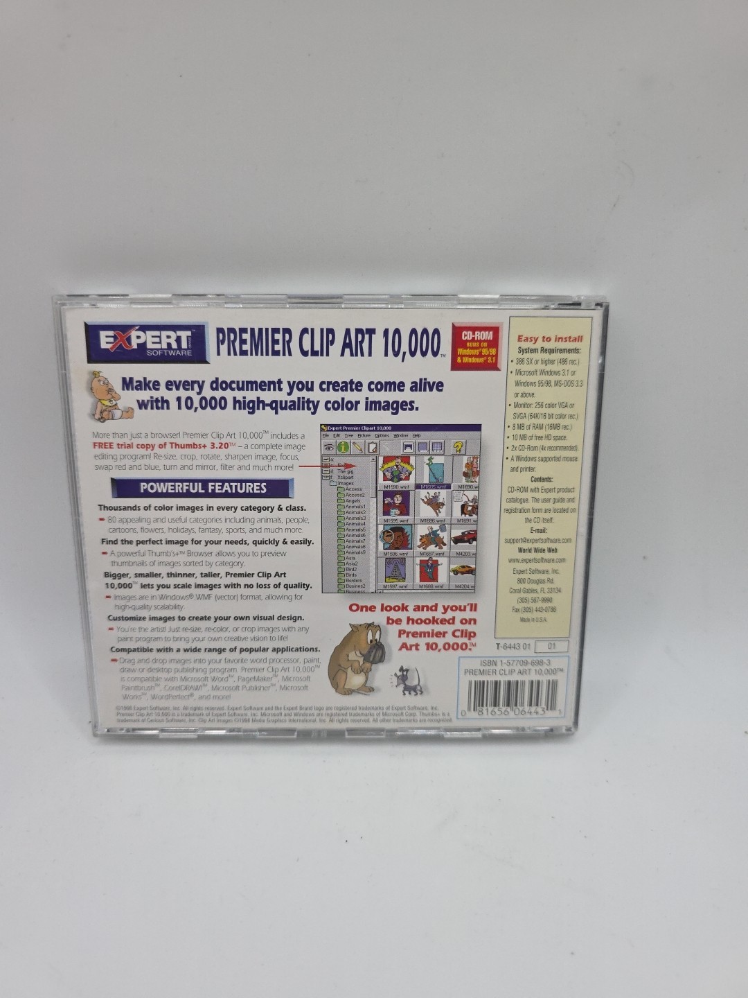 Expert Software 10,000 Clip Art CD-ROM 1998 Vintage PC Windows 95/98 Graphics