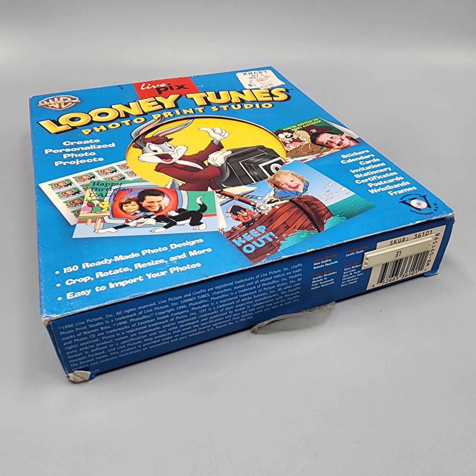 Vtg Looney Tunes Photo Print Studio 1998 PC Computer Software Warner Bros CIB