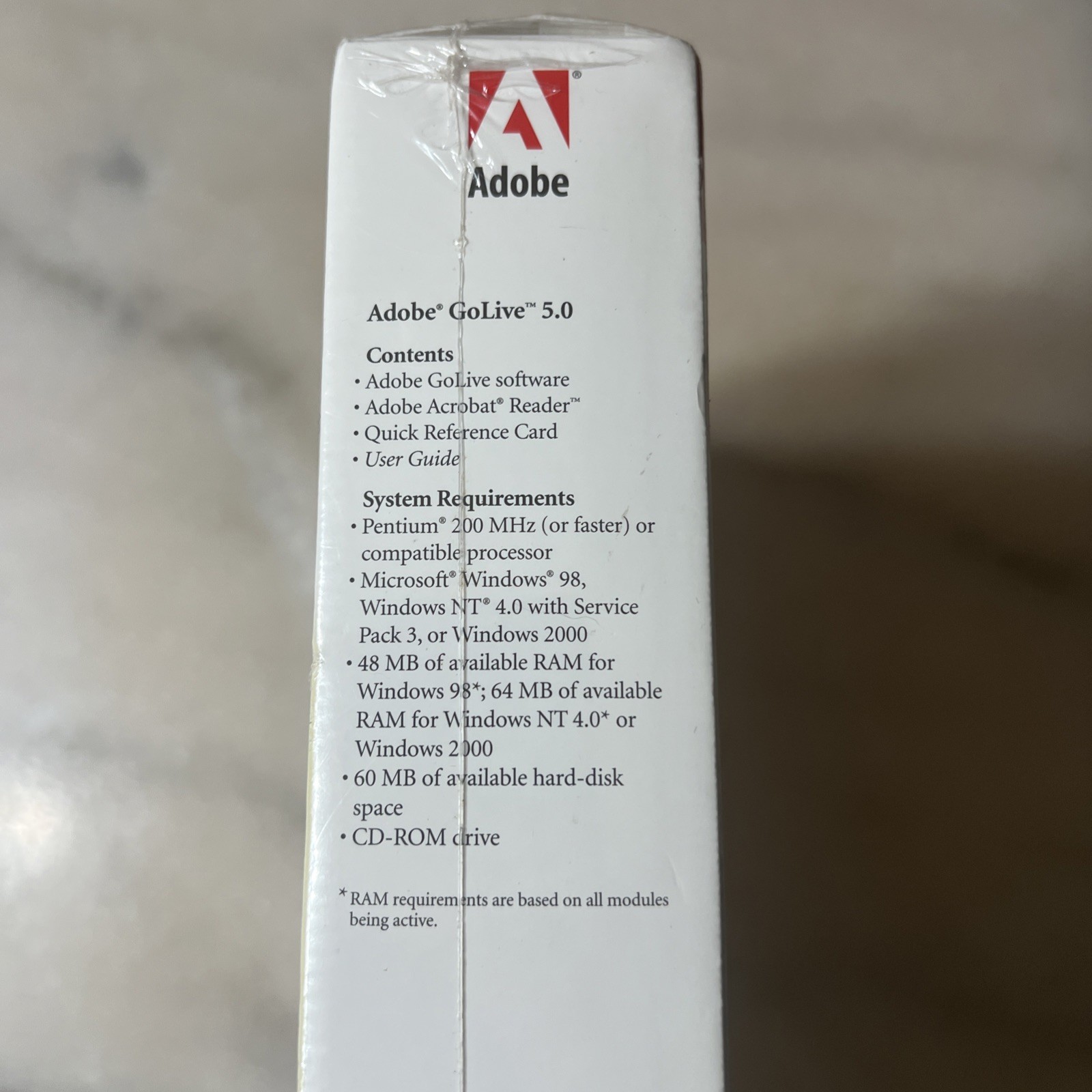 Adobe GoLive 5.0 for Windows, Upgrade Version, NEW IN BOX SEALED 2000 Vintage