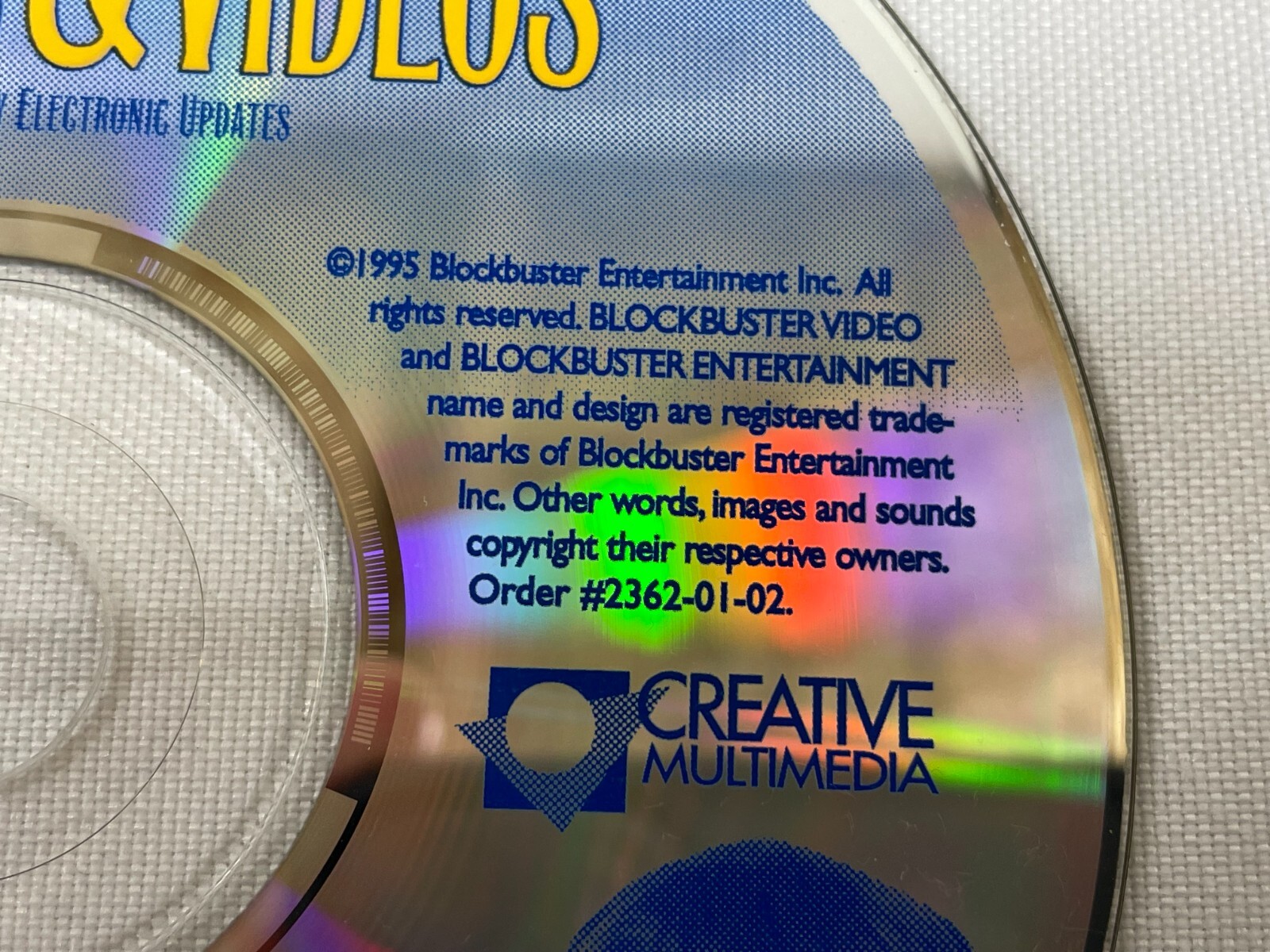 Vintage 1995 Blockbuster Movies & Videos CD-ROM Macintosh Mac Software DISC ONLY