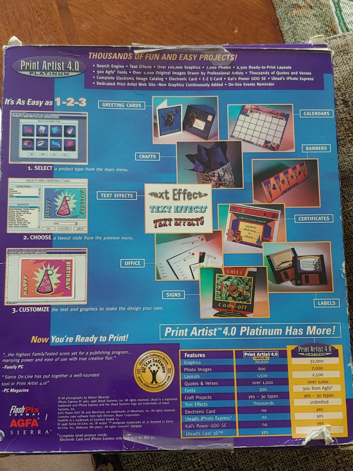 Print Artist 4.0 Platinum Sierra Home 1997 4-CD Windows 95 / Macintosh Freeship