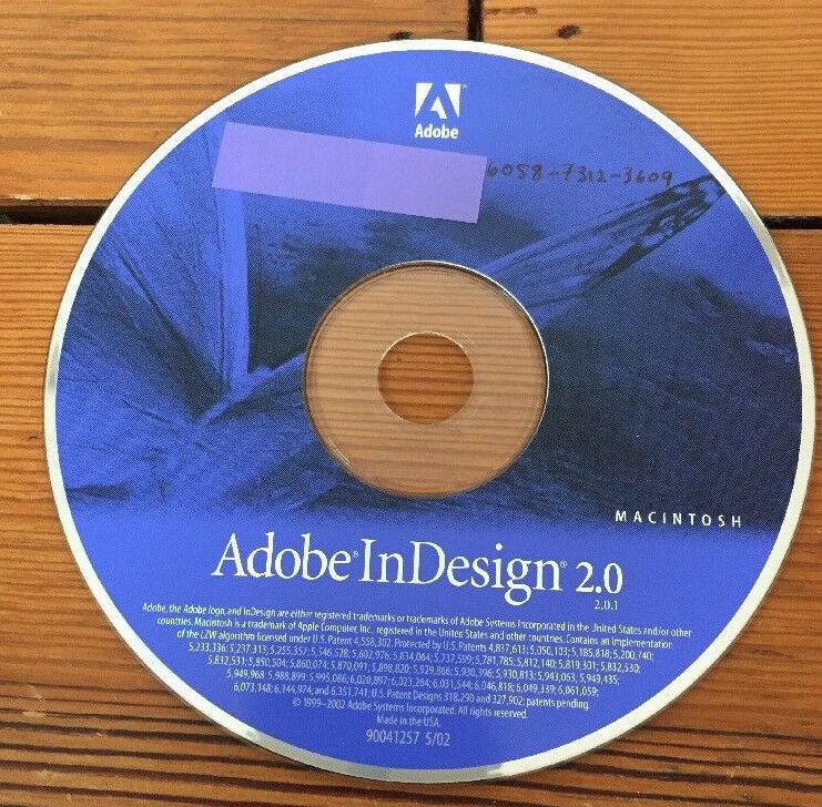 2002 InDesign 2.0 Page Layout w Serial License Number Software Disc Mac CD