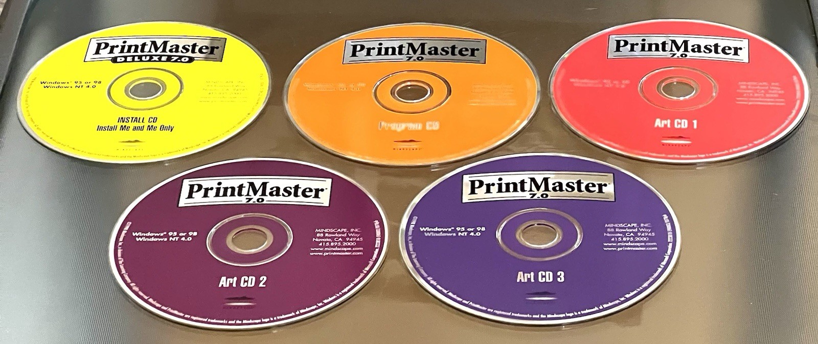 Print Master Deluxe Windows 95/98 – Lot 5 – Install / Program CD Art 1-2-3 Vtg