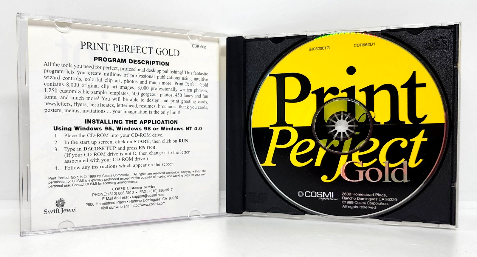 PRINT PERFECT GOLD DESKTOP PUBLISHER with WIZARDS CD-ROM (1999) SWIFT JEWEL
