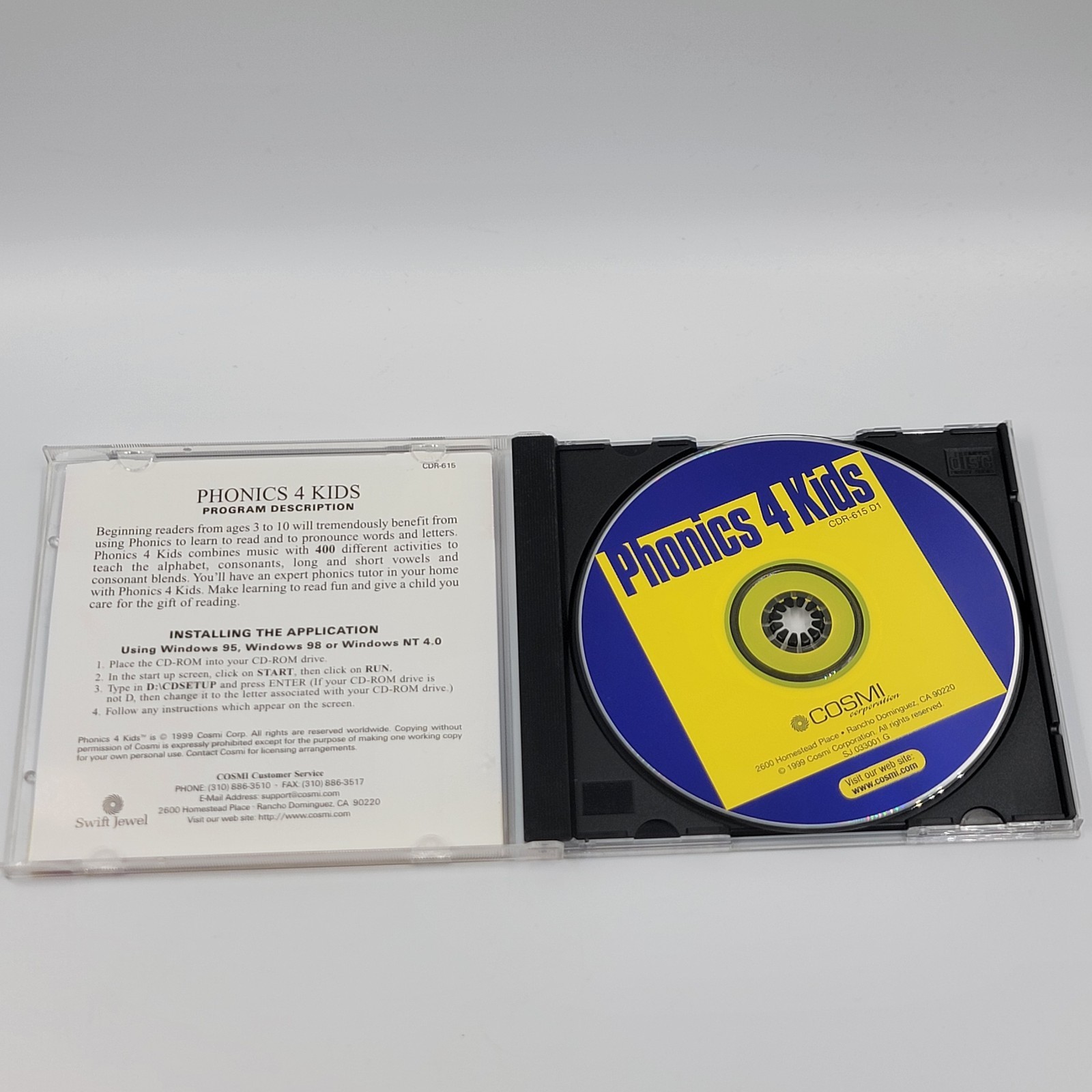 Phonics 4 For Kids Children Cosmic PC Software Windows 98/2000/XP CD-ROM