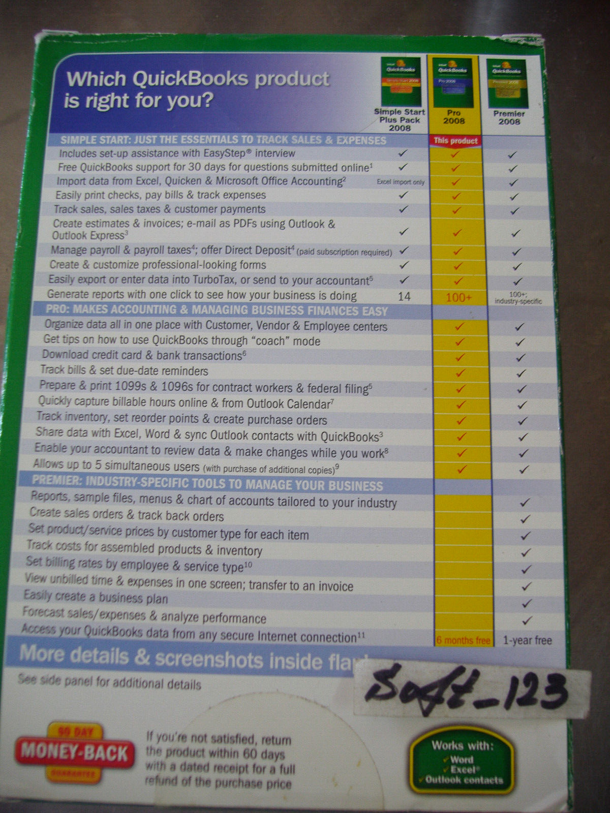 INTUIT QUICKBOOKS PRO 2008 FOR WINDOWS FULL RETAIL US VERSION =NEW SEALED BOX=