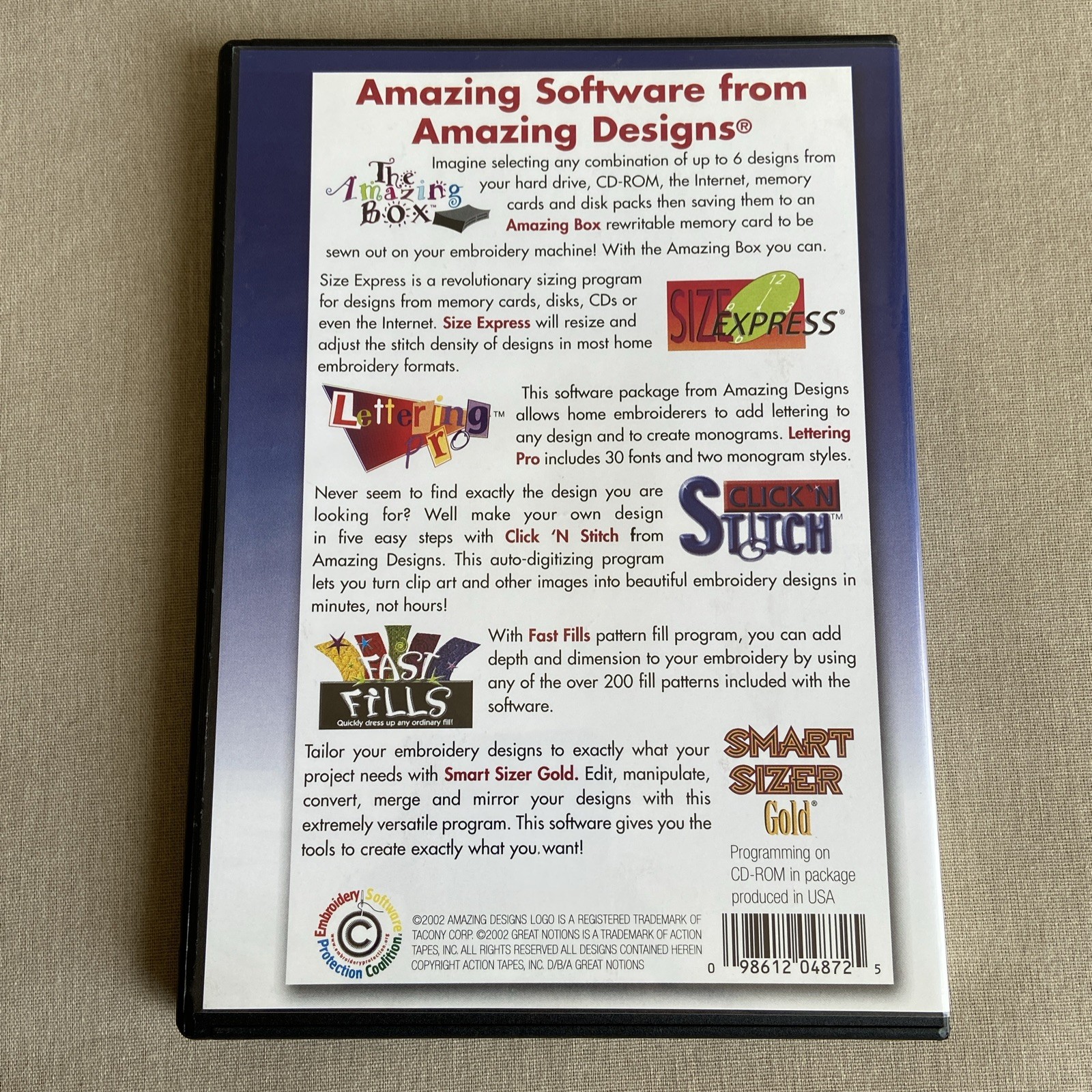 Amazing Designs: Embroidery Solutions (PC CD-ROM 2002) AD-PROMO4 Software Demo +