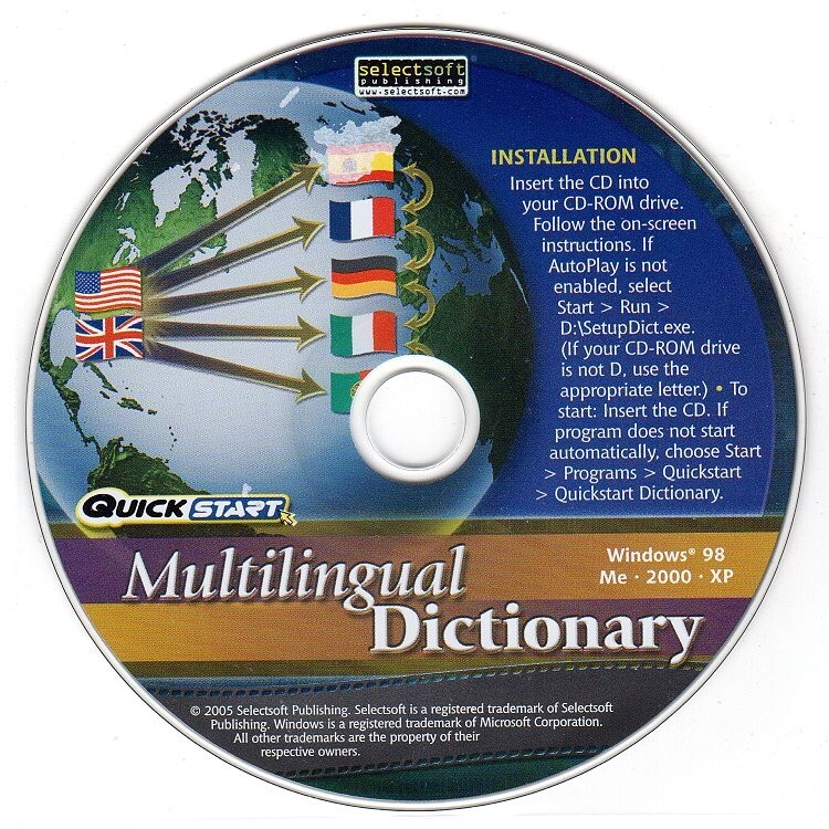 QuickStart Multilingual Dictionary CD-ROM for Win98-XP – NEW CD in SLEEVE
