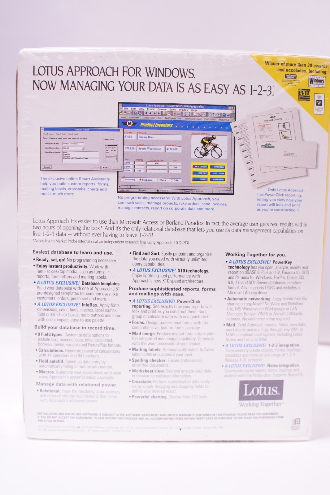 BRAND NEW SEALED – Lotus Approach 3.0 for Windows 3.1 PC IBM Big Box 123 Suite