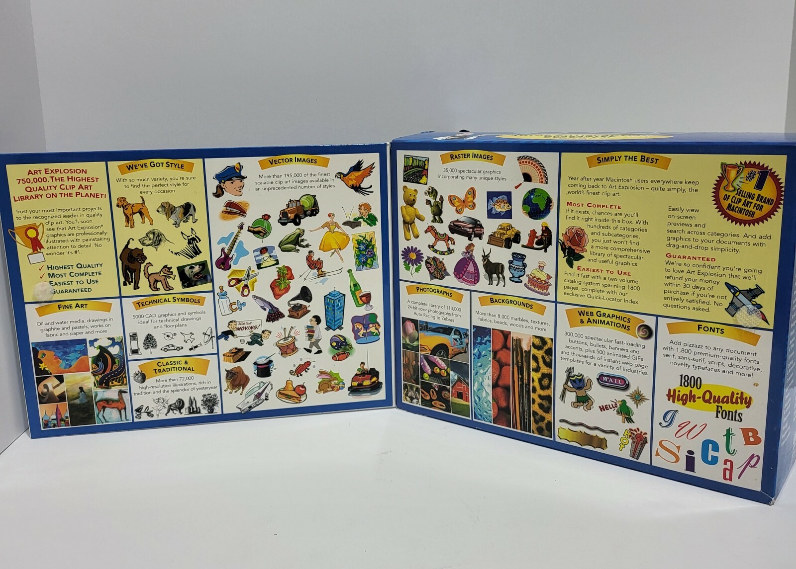2000 Macintosh Art Explosion 750,000 Images Book Catalog and 5 Disk DVD Set