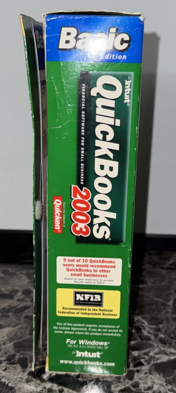 Intuit QuickBooks Basic Edition 2003 – Includes Box, Book, Disc, & Code