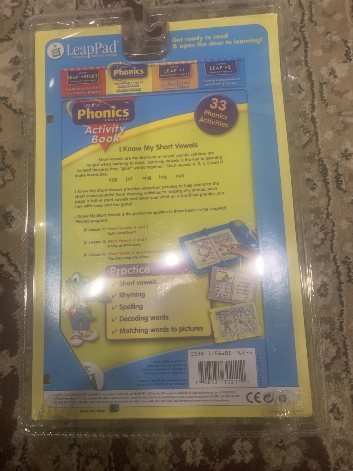 LeapFrog LeapPad Phonics I KNOW MY SHORT VOWELS Ages 4-7 Brand New